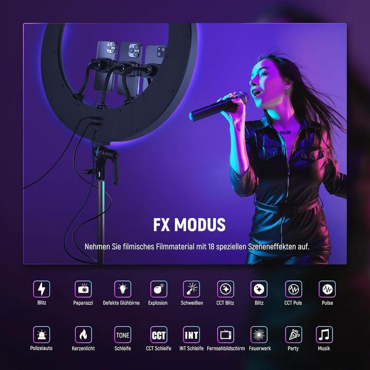 Actual product image Neewer RGB Ringlicht mit Ständer und App-Steuerung (Ring light)