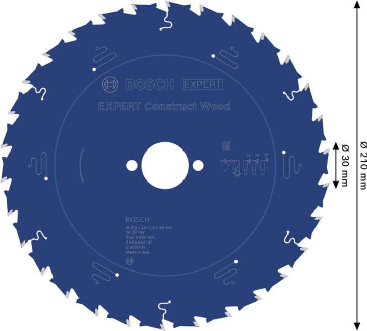 Produktbild Bosch Professional Zubehör Kreissägeblatt Expert for Construct Wood, 210 x 30 x 2,0 mm, 30