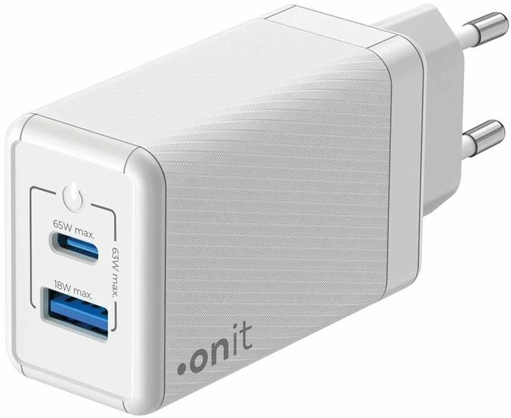 Image du produit Onit Chargeur mural USB Dual QC4+ 65 W GaN Blanc (65 W)