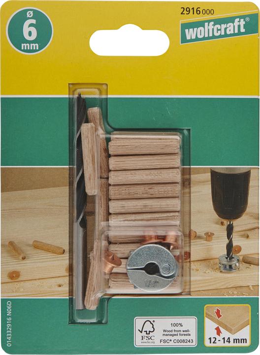 Produktbild wolfcraft wolfcraft 1 Dübel-Set 31-tlg. ø6mm (1 Stk.)