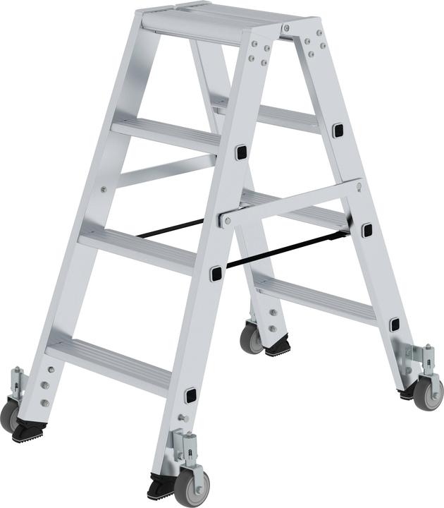 Produktbild Munk Stufen-Stehleiter beidseitig begehbar mit Rollen 2x4 Stufen (Stehleiter, 245 cm)