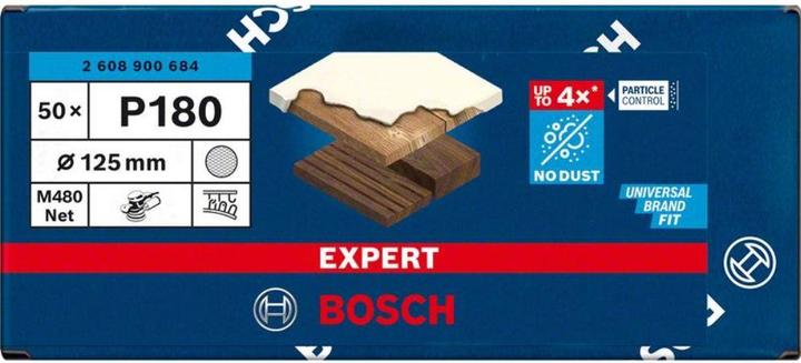 Produktbild Bosch Professional Zubehör EXPERT M480 Schleifnetz für Exzenterschleifer, 125 mm, G 180, 50 Stück (180 Grad)