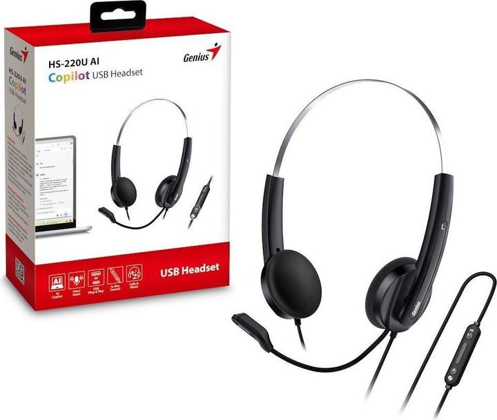 Produktbild Genius HS-220U AI / Kopfhörer mit Mikrofon / USB-C (Kabelgebunden)