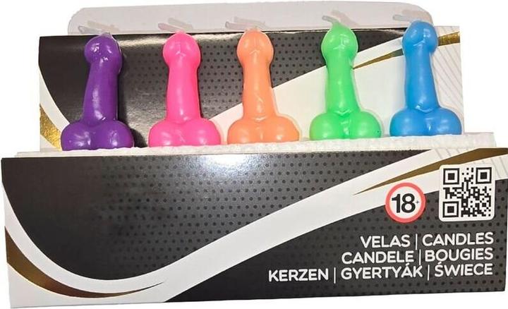 Actual product image Diablo Picante Box mit 5 Penis-förmigen Kerzen in verschiedenen Farben