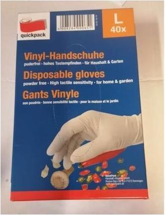Actual product image Quickpack Disposable gloves vinyl 40 size L extra thin (M)