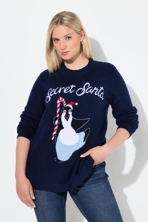 Produktbild Ulla Popken Pullover, Weihnachtsmotiv, Stehkragen, Langarm (62)