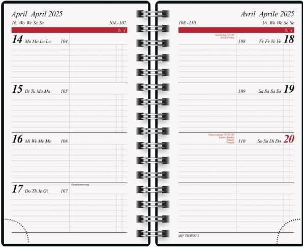 Produktbild rido/idé 7011104015 Taschenkalender Modell Timing 3 (2025) 'Confetti'| 2 Seiten = 1 Woche| A7| (Deutsch)
