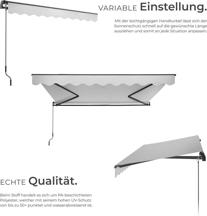 Image du produit tectake store banne articulée Ornella avec support mural (3 m)