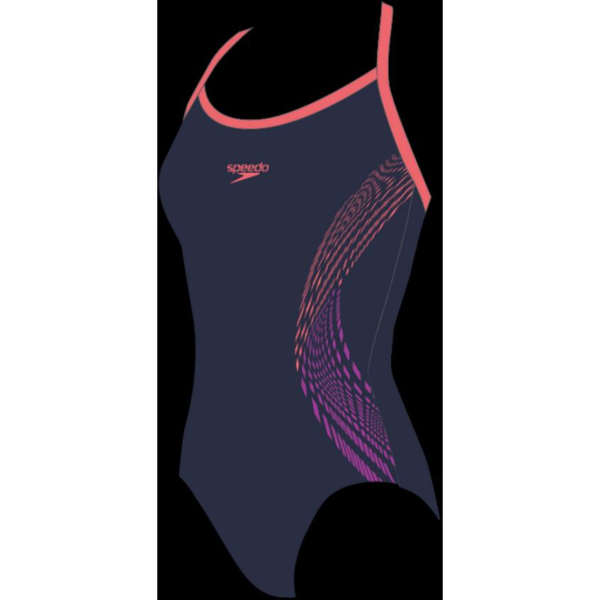 Speedo, Mädchen, Badeanzug, Plastisol Placement Thinstrap, Blau, (7, 8)