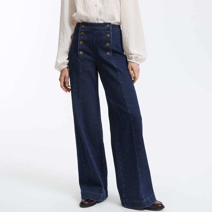 Actual product image La Redoute Collections Wide high-waist jeans with trouser flap (48)