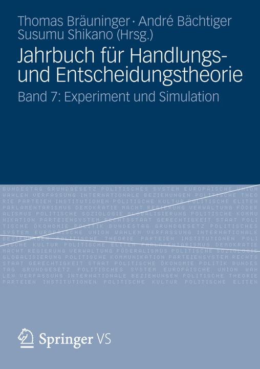 Produktbild Jahrbuch für Handlungs- und Entscheidungstheorie (Deutsch, André Bächtiger, Susumu Shikano, Thomas Bräuninger, 2012)