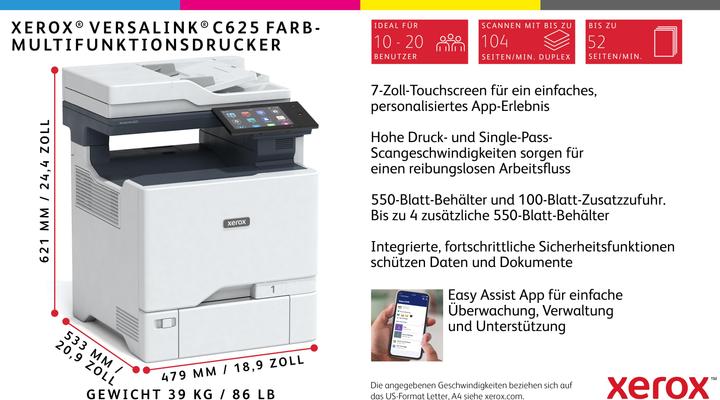 Produktbild Xerox VersaLink C625DN (grau/blau, USB, LAN, Scan, Kopie, Fax) (Laser)