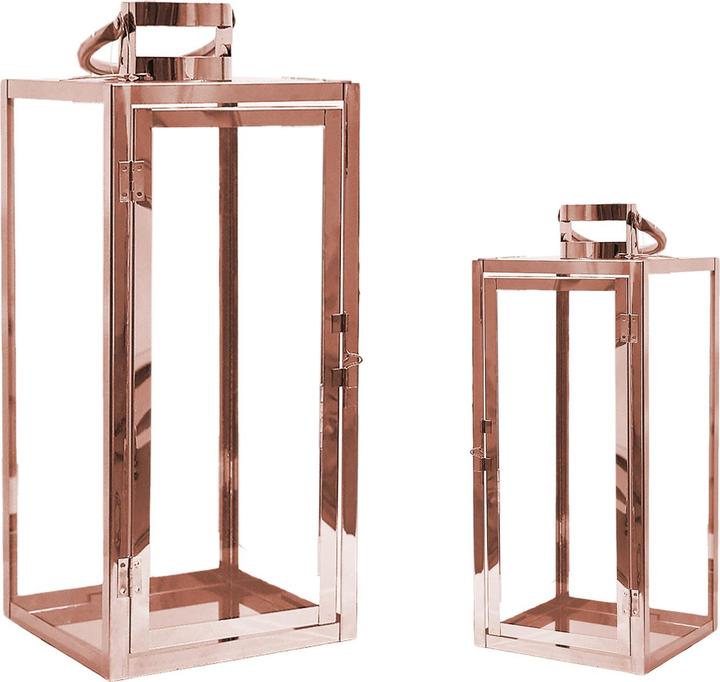 Mojawo 2er Set Edelstahl-Laternen Gartenlaternen Kupferfarben Rosegold 30/40 cm