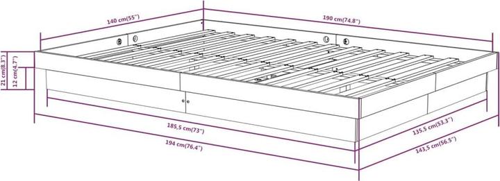 Actual product image vidaXL Bettgestell (140 x 190 cm)