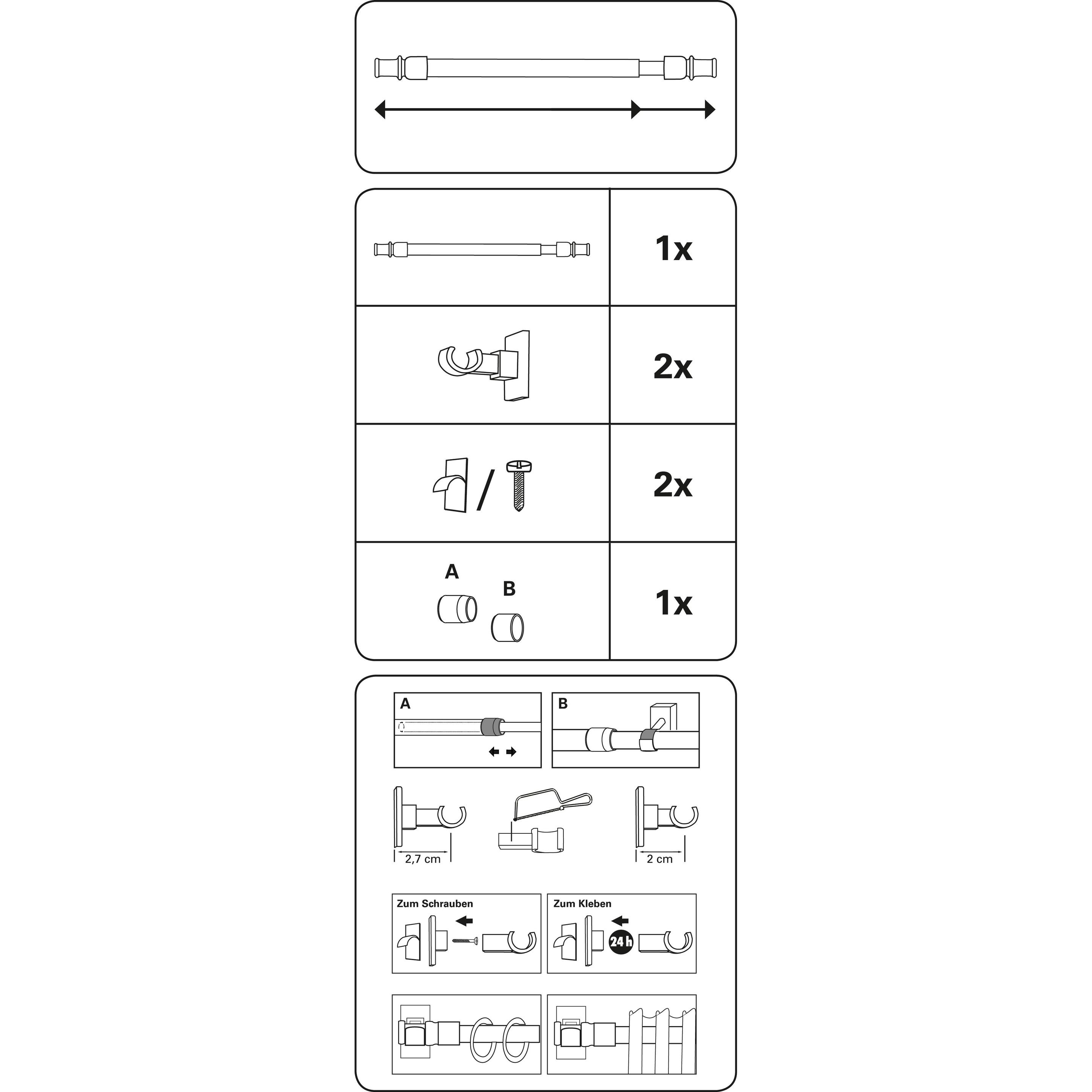 Thumbnail - Gardinia, Vorhang Zubehör, Caféhausstange California Ø 10/12 mm