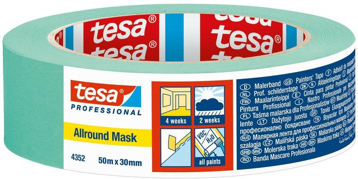 tesa PROFESSIONAL 4352 Allround Masker - Schilderstape voor scherpe verfranden 50m:30mm (30 mm)