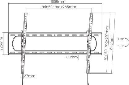 Actual product image Manhattan TV wall bracket with particularly high load-bearing capacity for large screens, tiltable (Wall, 120", 120 kg)