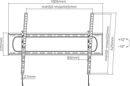 Produktbild Manhattan TV-Wandhalterung mit besonders hoher Traglast für Grossbildschirme, neigbar (Wand, 120", 120 kg)