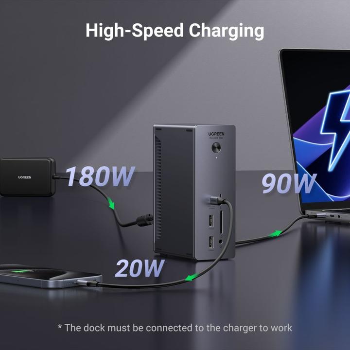 Image du produit Ugreen U710 13in1 Docking Station 2x Thunderbolt 4 / 4x USB-A / DP / RJ45 / SD TF Reader / USB-C / 3 (USB-C, 13 Ports)