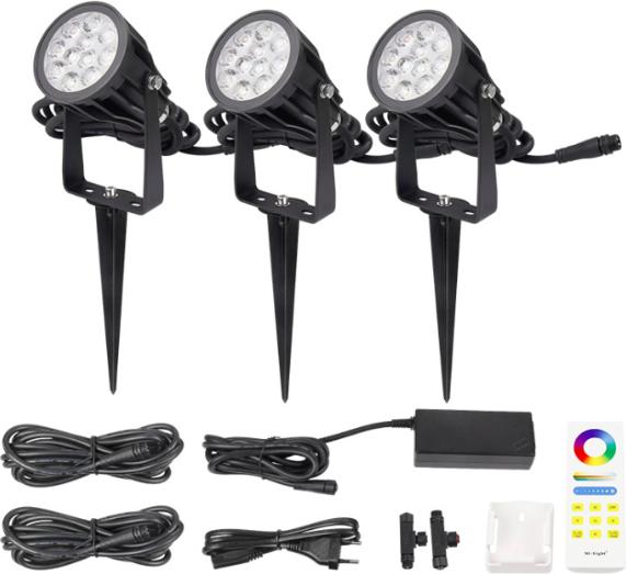 Actual product image Milight Set of 3 Wireless Smart LED Garden Spots 6W (550 lm, IP66)