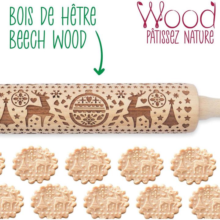 Produktbild ScrapCooking Teigroller mit Prägung "Xmas" 39cm