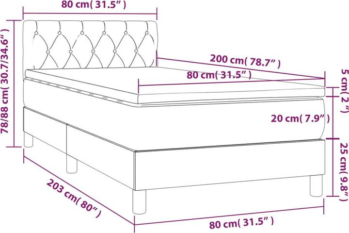 Image du produit vidaXL Boxspringbett (80 x 200 cm)