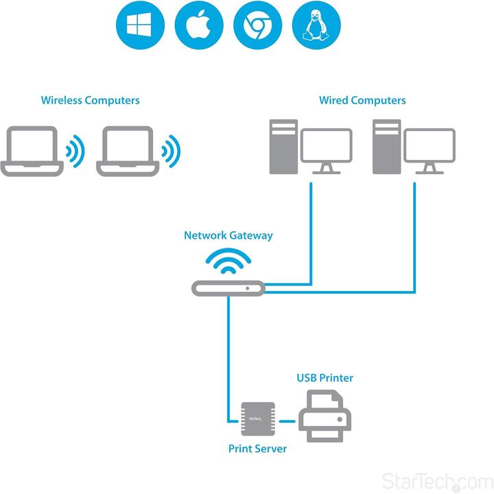 Actual product image StarTech Ethernet auf USB 2.0 Netzwerk Printserver