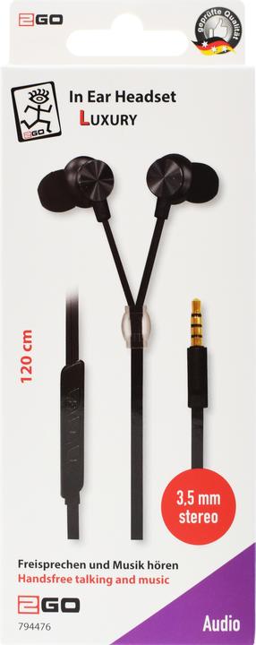 Produktbild 2GO Metallic InEar Headset 3,5mm Stereo, silber/sw (Kabelgebunden)
