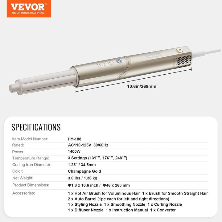 Actual product image Vevor Curling Iron Set