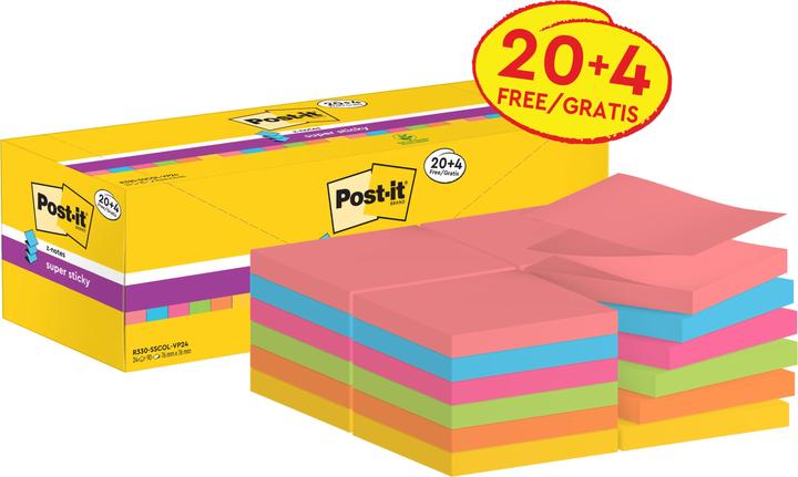 Actual product image Post-it Super Sticky Z-Notes 20 + 4 (8 x 8 x 25 cm)