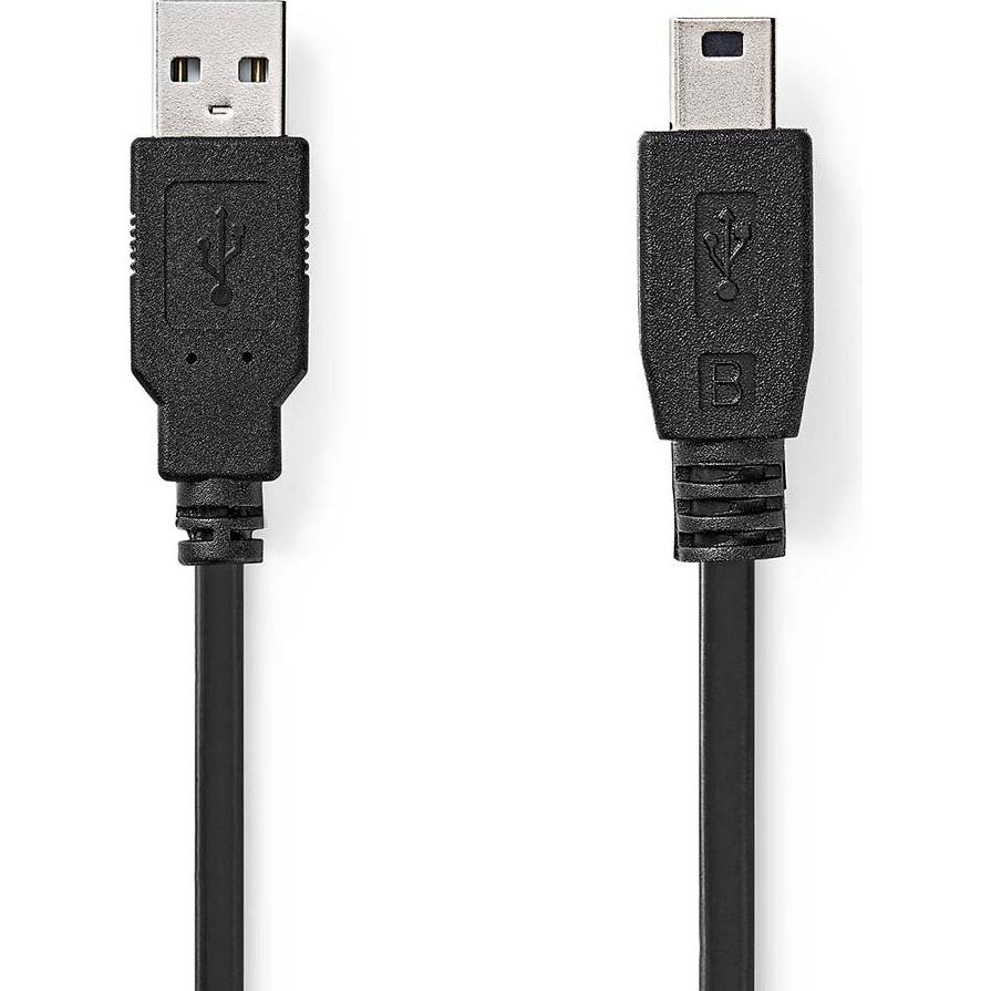 Nedis USB-Kabel USB 2.0 USB-A Stecker USB Mini-B 5 pin Stecker 480 Mbps Vernickelt 1.00 (1 m, USB 2.0), USB Kabel