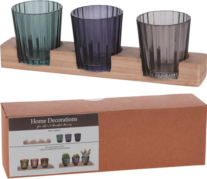 Angela Bruderer Teelichthalter grau/blau, 4-teilig