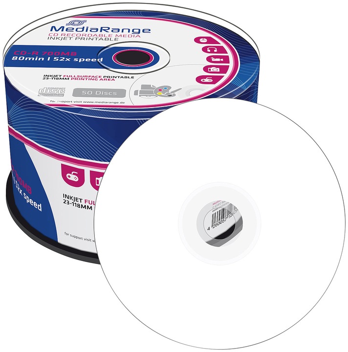 Produktbild MediaRange CD-R - printable, 50er-Spindel (50 x)