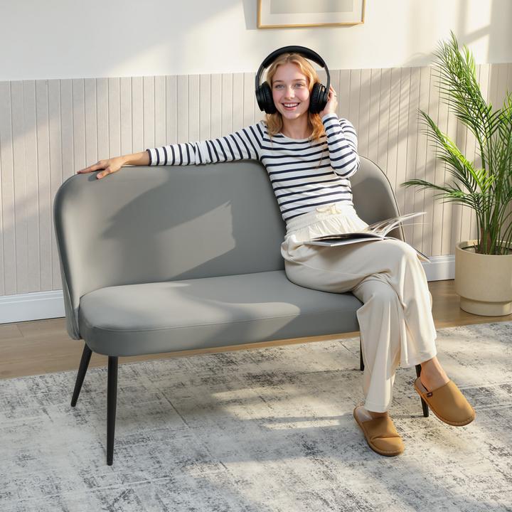 Image du produit Homcom Sofa Polyester, Metall Grau (2 places)