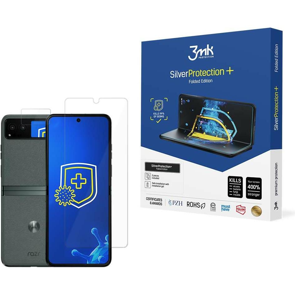 3MK SilverProtect+ Motorola Razr 2023/ Razr 40 Folded Edition Folia Antymikrobowa montowana na mokro (1 pz., Motorola Razr 40, Motorola Razr i), Pelli
