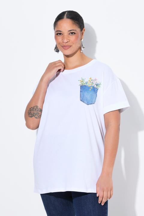 Produktbild Miamoda T-Shirt, Boxy Fit, Brusttaschen-Druck mit Glitzer (46)