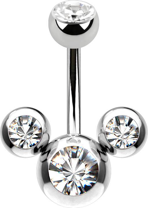 Immagine prodotto Star Piercing Topolino in argento a forma di banana con cristallo d'argento (senza ottone, Acciaio chirurgico 316L)