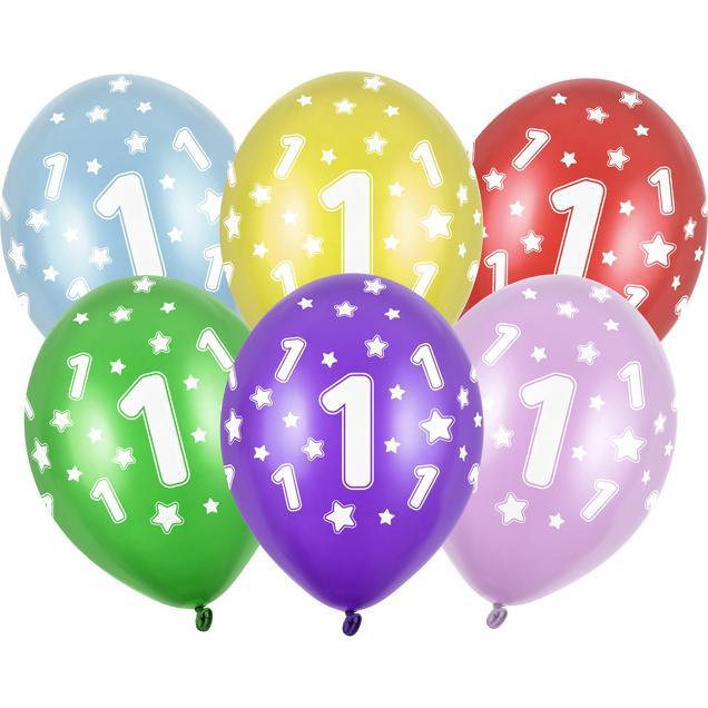 Partydeco Balloons 30cm, 1st Birthday, Metallic Mix (1 pkt / 50 pc.)