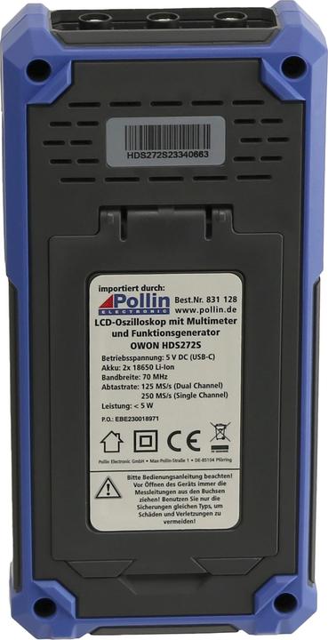 Actual product image Owon LCD oscilloscope with multimeter and function generator, HDS272S, 2-channel, 70 MHz