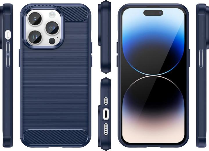 Produktbild Hurtel Carbon Case for iPhone 14 Pro Max flexible gel back cover blue (Apple iPhone 14 Pro Max)