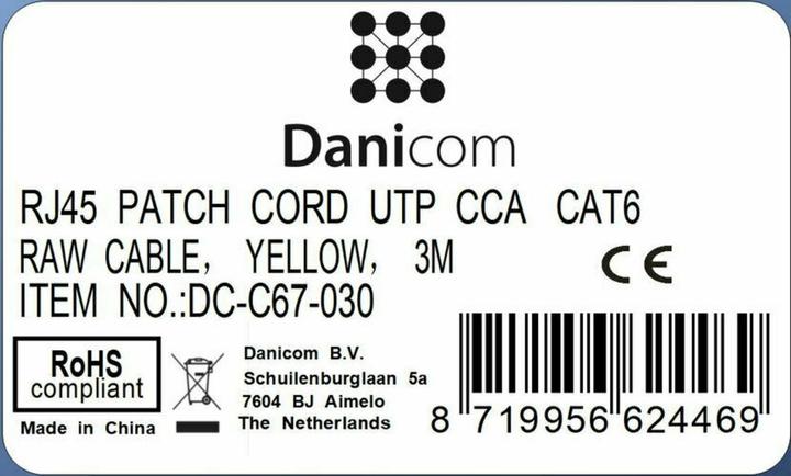Produktbild Dsit CAT 6 Netzwerkkabel U/UTP (CAT6, 3 m)