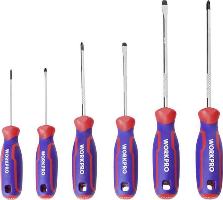 Produktbild Workpro 6 tlg Universal Schraubendreher-Set PH0, PH1, PH2