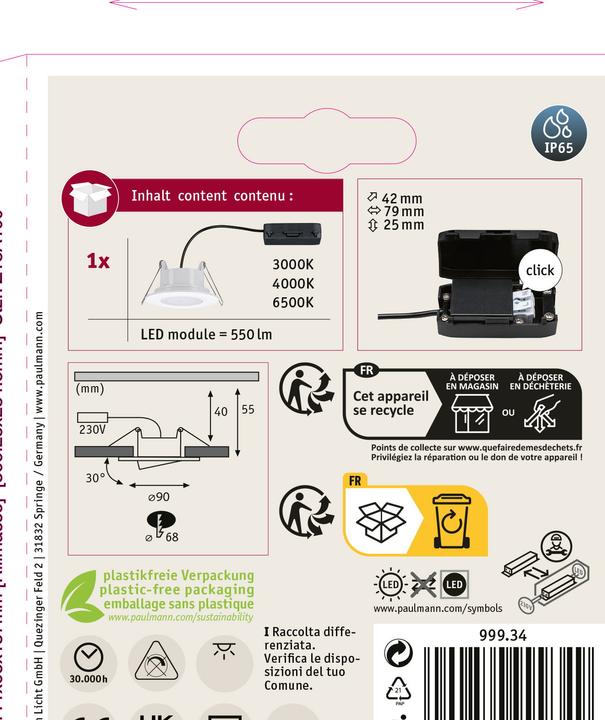 Produktbild Paulmann Einbauleuchte Calla Set (550 lm)