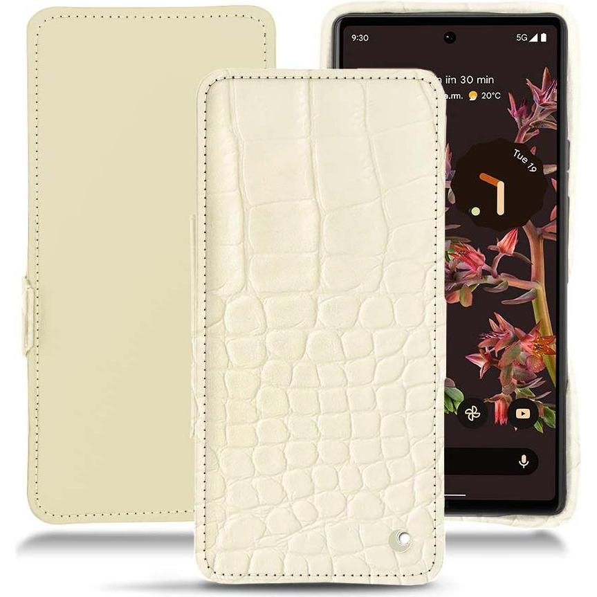 Noreve Lederschutzhülle horizontal (Google Pixel 6), Smartphone Hülle, Weiss