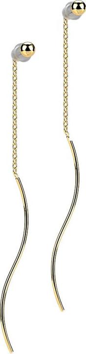 Image du produit Star Piercing Boucles d'oreilles plaquées or Boule Chaîne à chute libre avec vague (sans laiton, Acier chirurgical 316L)