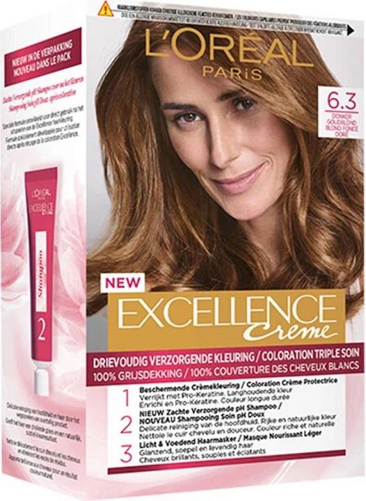 Immagine prodotto L'Oréal Paris Excellence Crème 6.3 Colore per capelli Multicolore (biondo scuro e dorato)