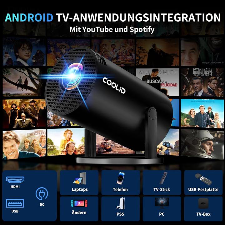 Actual product image Coolid Mini Beamer mit 4K-Unterstützung und 5G WiFi 6 (Full HD, 1400 lm)