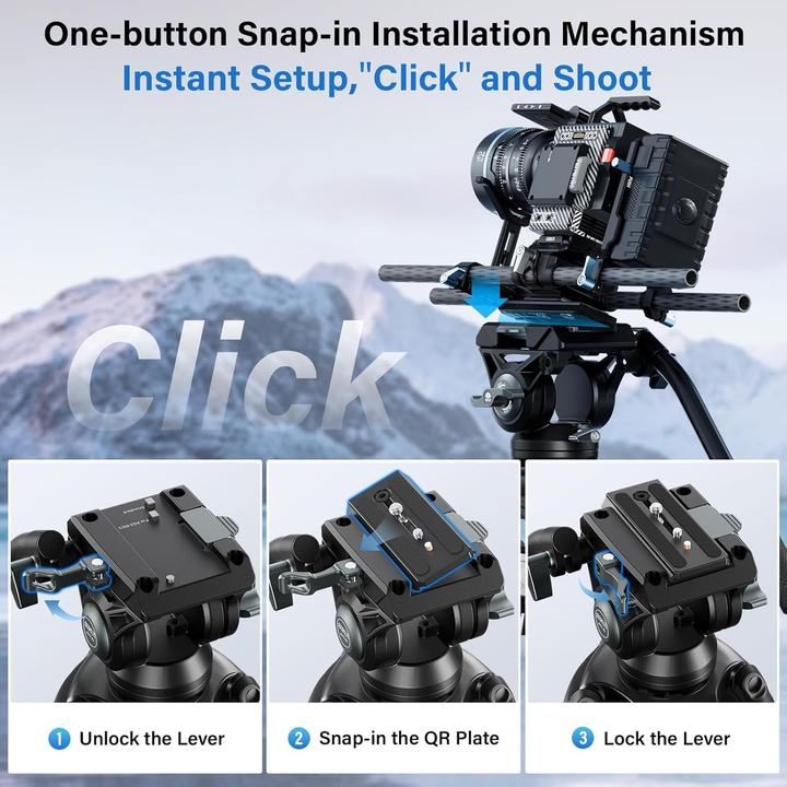 Produktbild Sirui Videostativ mit Schnellwechselmechanismus, Flüssigkopf und Stabilität für professionelle Aufnahmen (Metall)