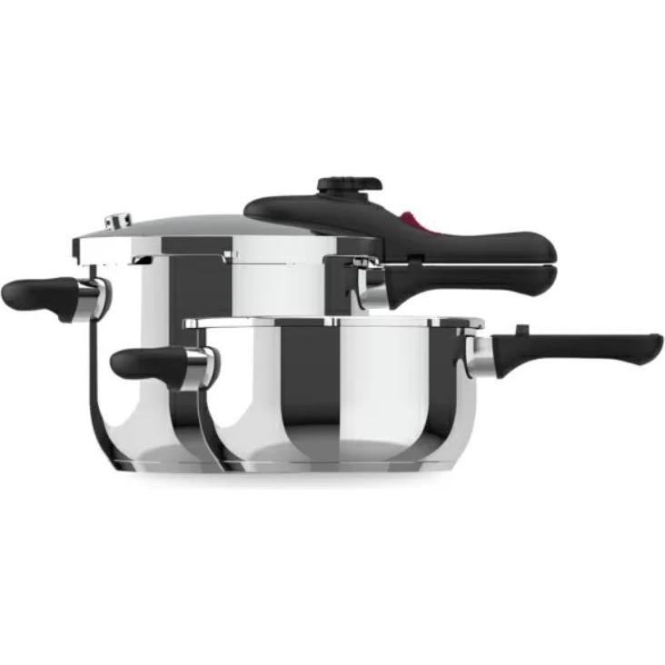 Taurus Moments Rapid 4/6l Schnellkochtopf-Set, Pfanne + Kochtopf, Silber
