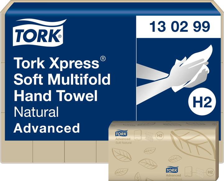 Tork Feuille d'essuie-mains Feuille d'essuie-mains Xpress H2 21,3x24x8 cm Nature,21 rl/krt (21x)